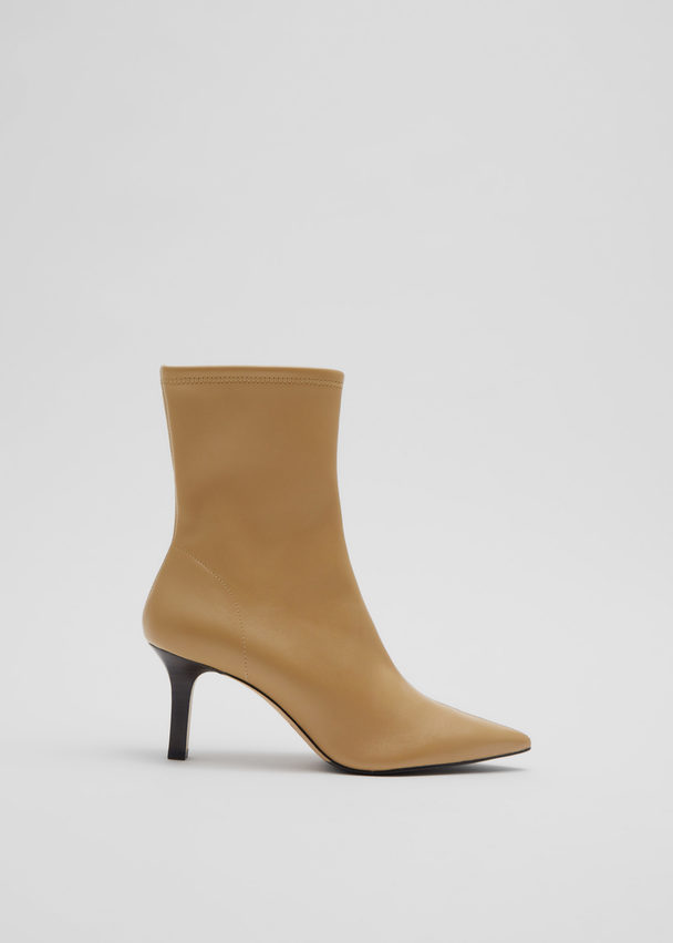 & Other Stories Pointy Sock Boots Beige Leather