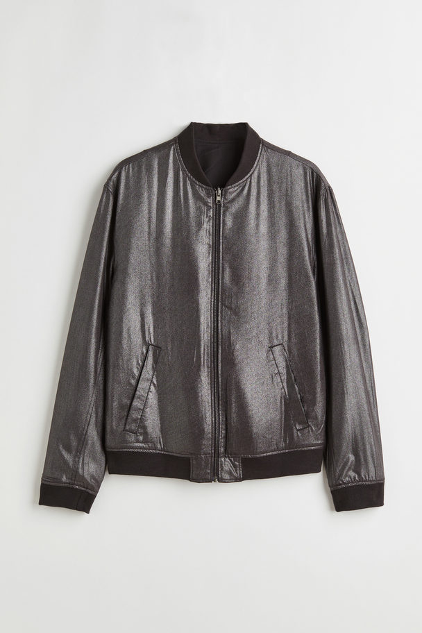 H&M Reversible Jacket Black/grey Metallic