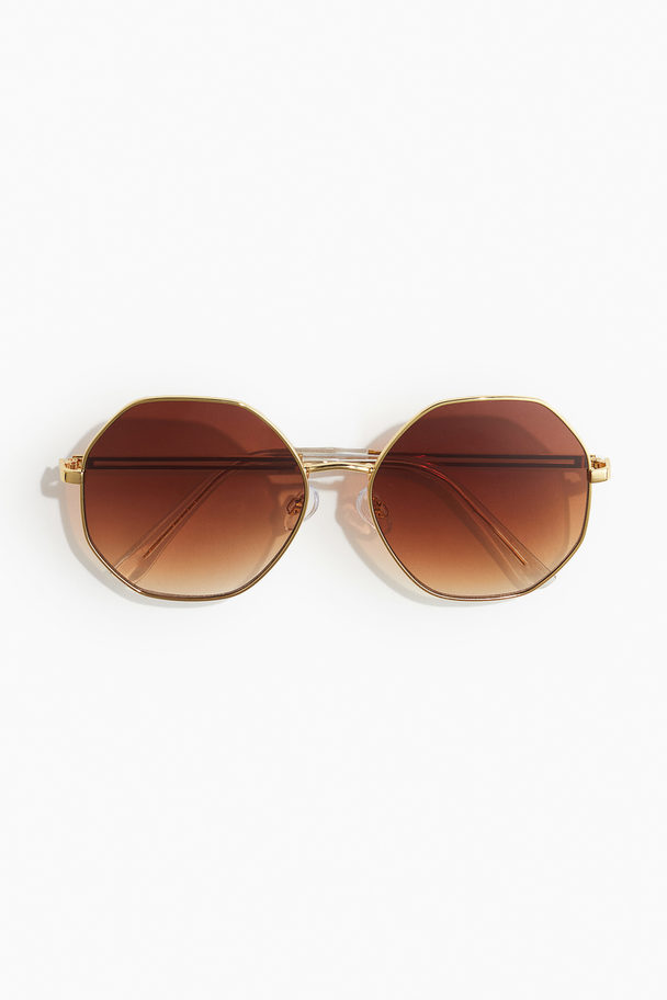 H&M Slim-frame Sunglasses Brown/gold-coloured