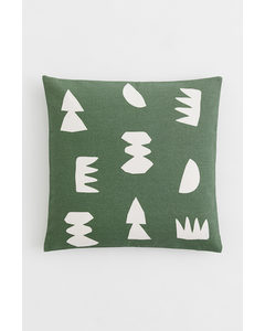Cotton Canvas Cushion Cover Green/shapes