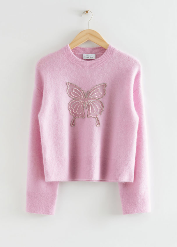 & Other Stories Pullover mit Schmetterlings-Cut-out Hellrosa