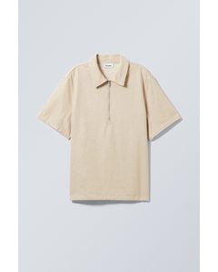 Relaxed Linen Blend Short Sleeve Shirt Ecru