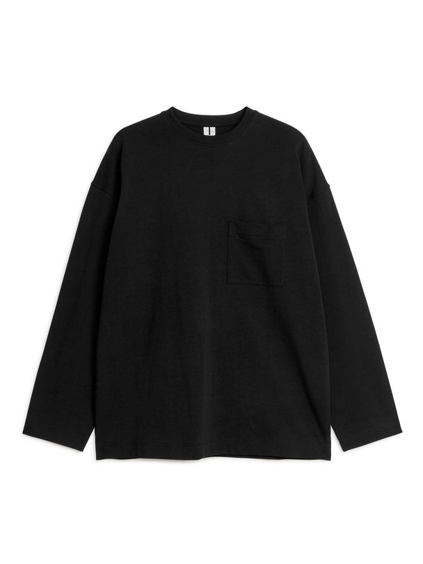 ARKET Mercerised Long-sleeve T-shirt Black