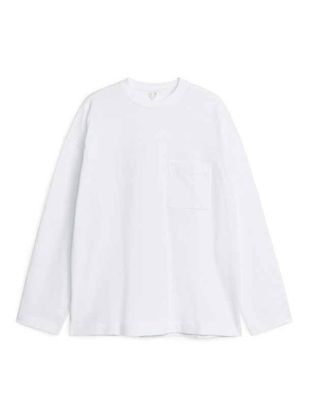 ARKET Merceriseret Langærmet T-shirt Hvid
