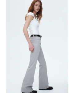 Flared Twill Trousers Grey