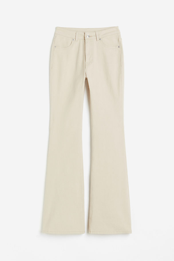 H&M Flared Twill Trousers Light Beige