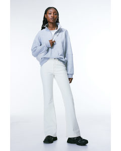 Flared Twill Trousers White