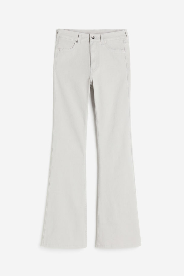 H&M Flared Twill Trousers Light Grey