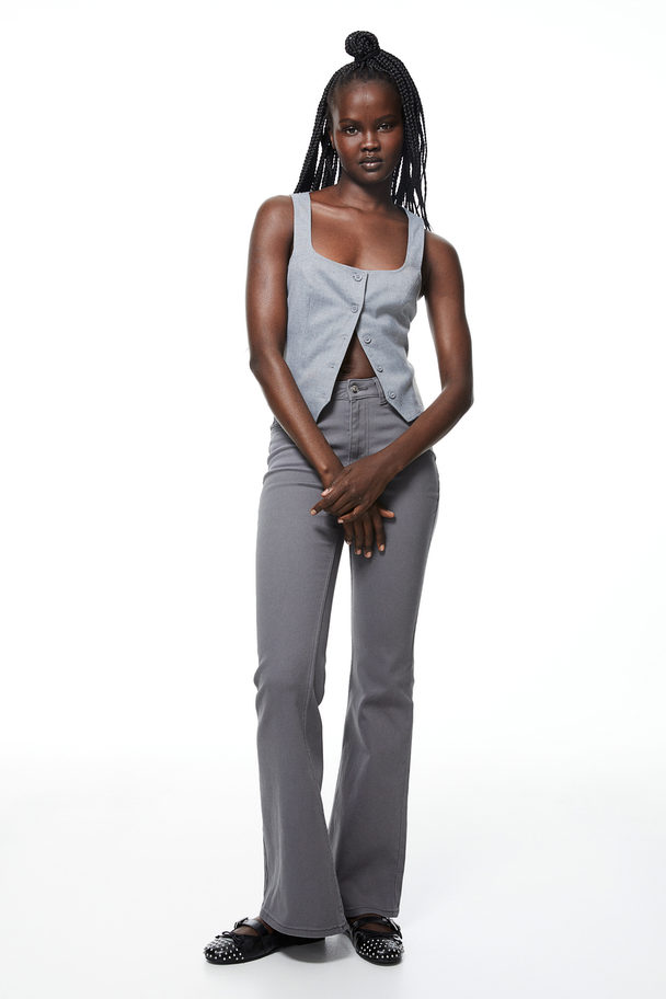 H&M Flared Twill Trousers Dark Grey