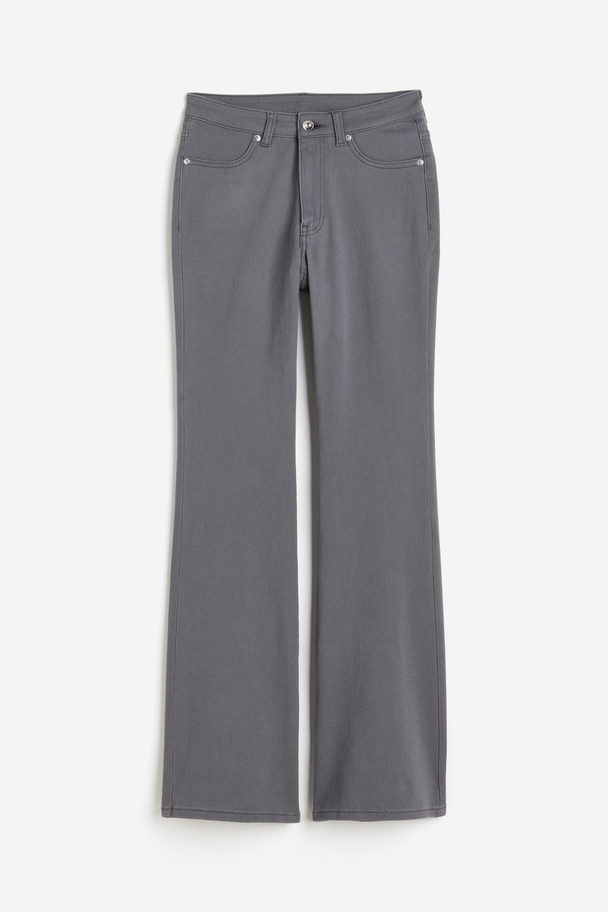 H&M Flared Twill Trousers Dark Grey