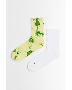 2-pack Sports Socks Yellow/patterned