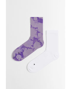 2-pack Sports Socks Purple/patterned