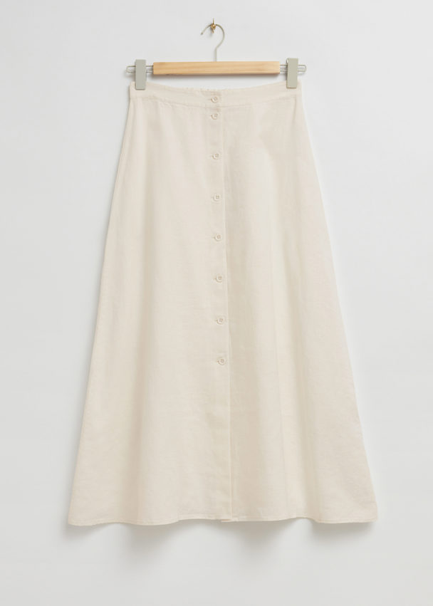 & Other Stories Buttoned A-line Midi Skirt White