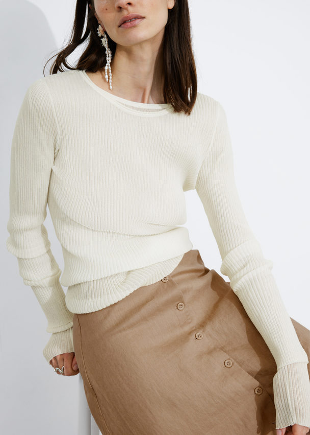 & Other Stories Buttoned A-line Midi Skirt Dusty Beige