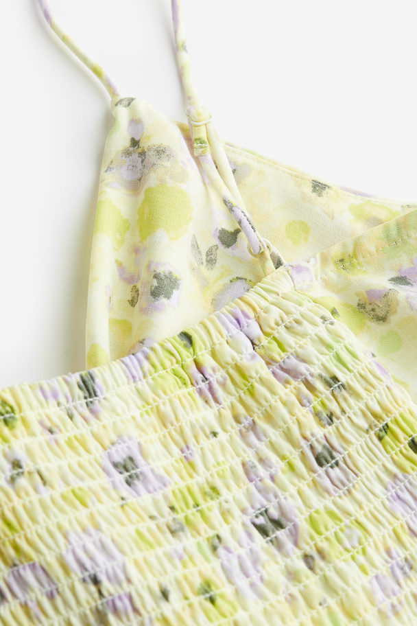 H&M V-neck Dress Light Yellow/floral