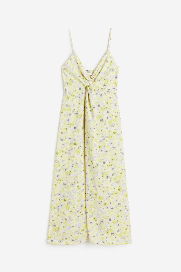 H&M V-neck Dress Light Yellow/floral