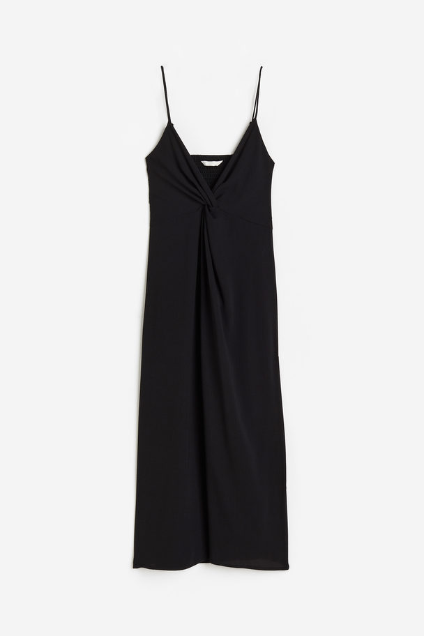 H&M Kleid mit V-Ausschnitt Schwarz