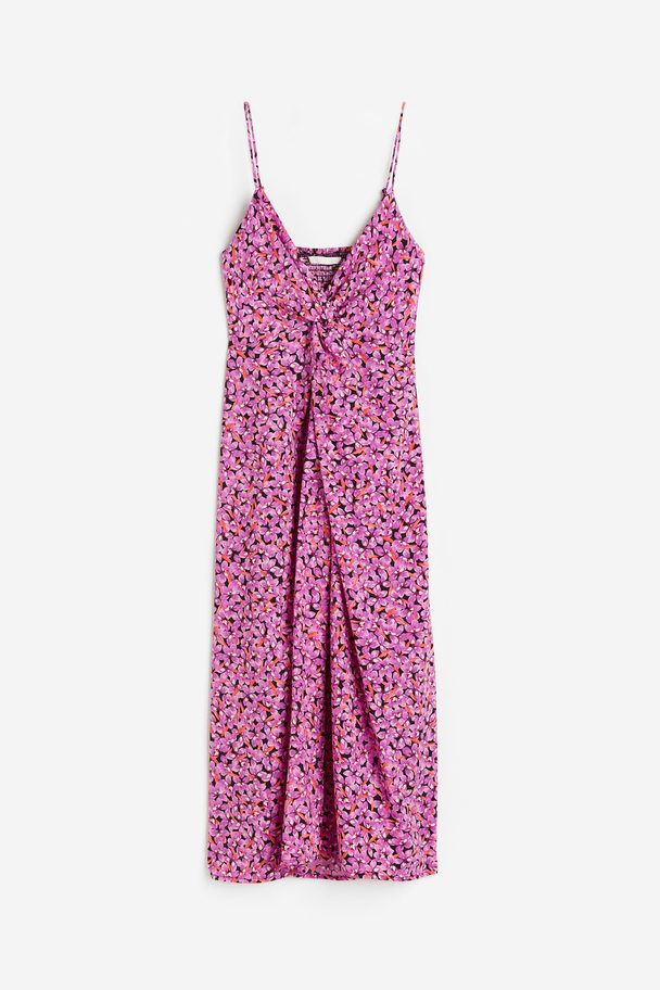 H&M Kleid mit V-Ausschnitt Lila/Geblümt