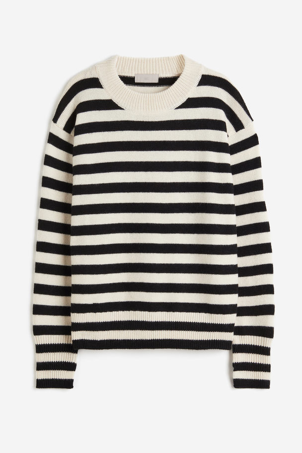 H&M Fine-knit Jumper Black/striped