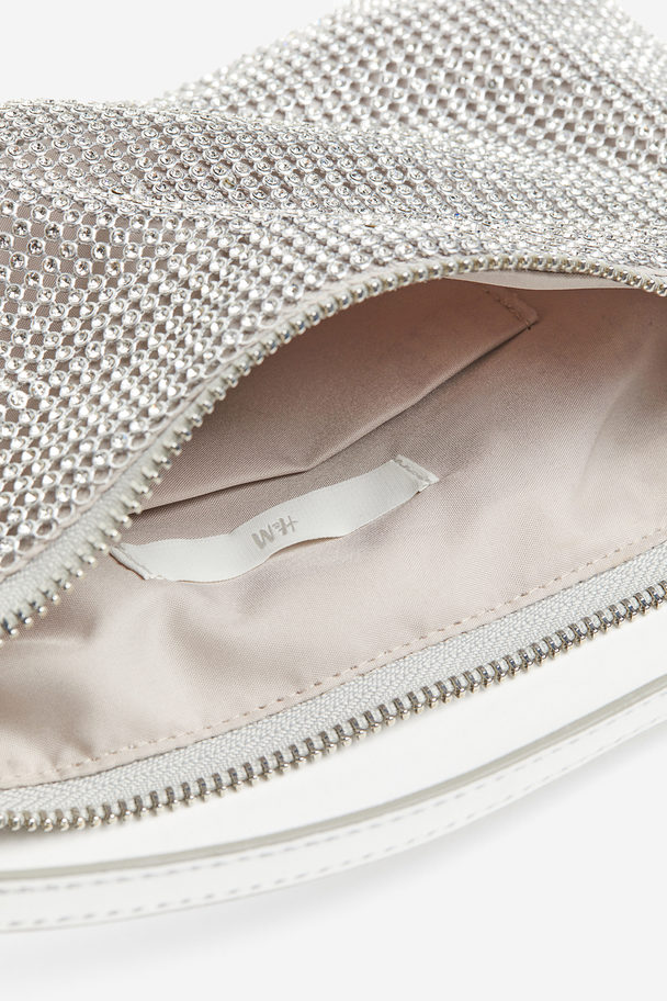 H&M Rhinestone Clutch Bag Silver-coloured