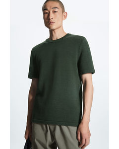 Organic-cotton Knitted T-shirt Dark Green