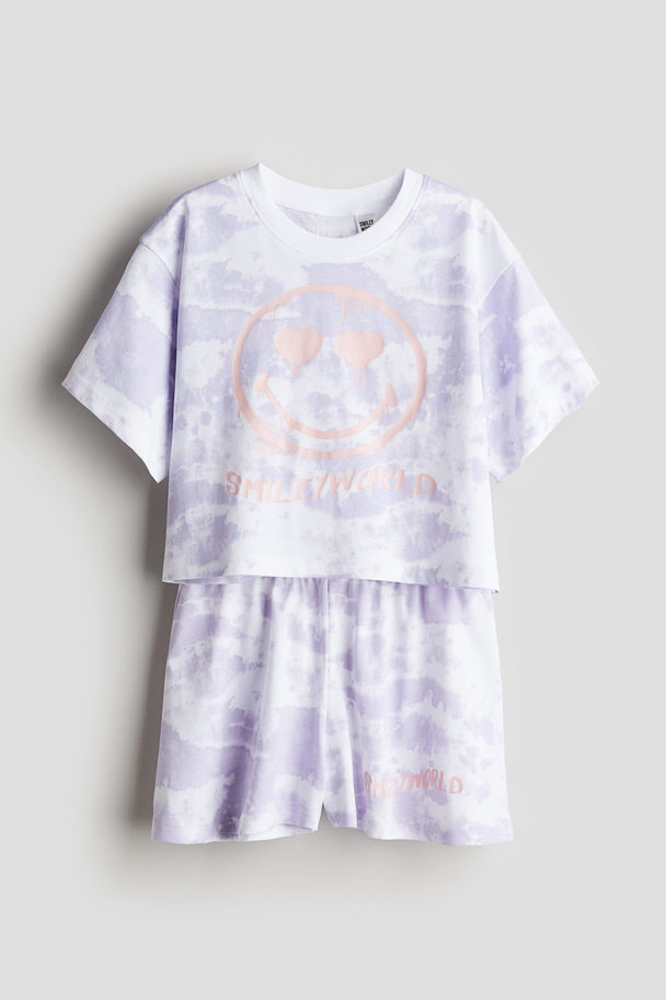 H&M Printed Jersey Pyjamas Light Purple/smileyworld®