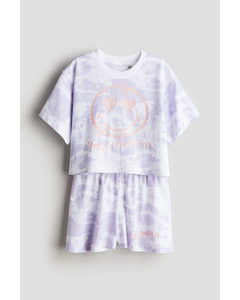 Printed Jersey Pyjamas Light Purple/smileyworld®