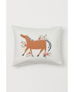 Printed Pillowcase White/horse