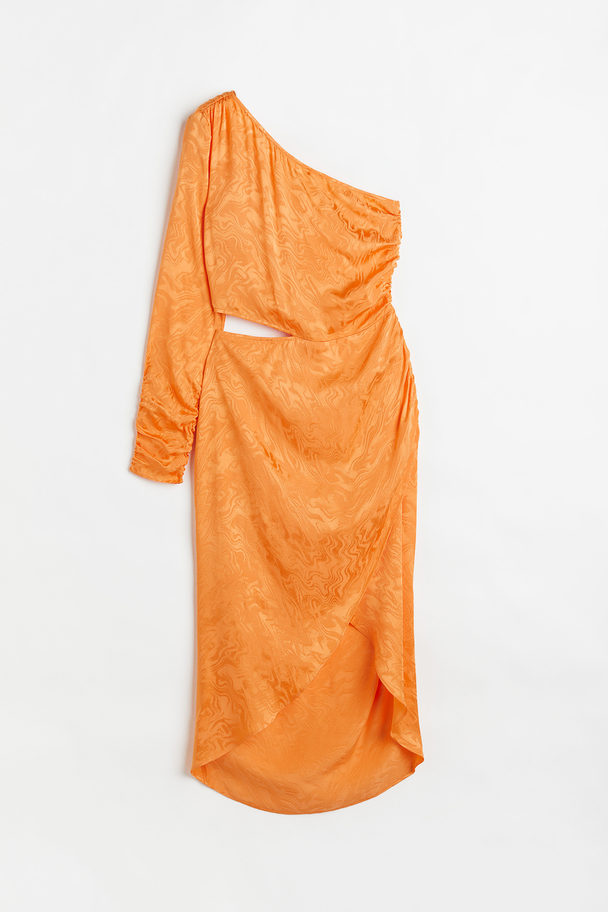 H&M One-shoulder Cut-out Dress Orange