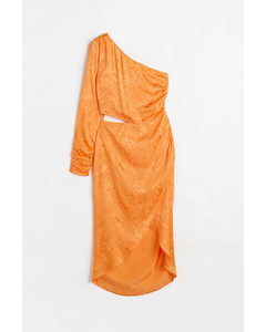 One-shoulder Cut-out Dress Orange