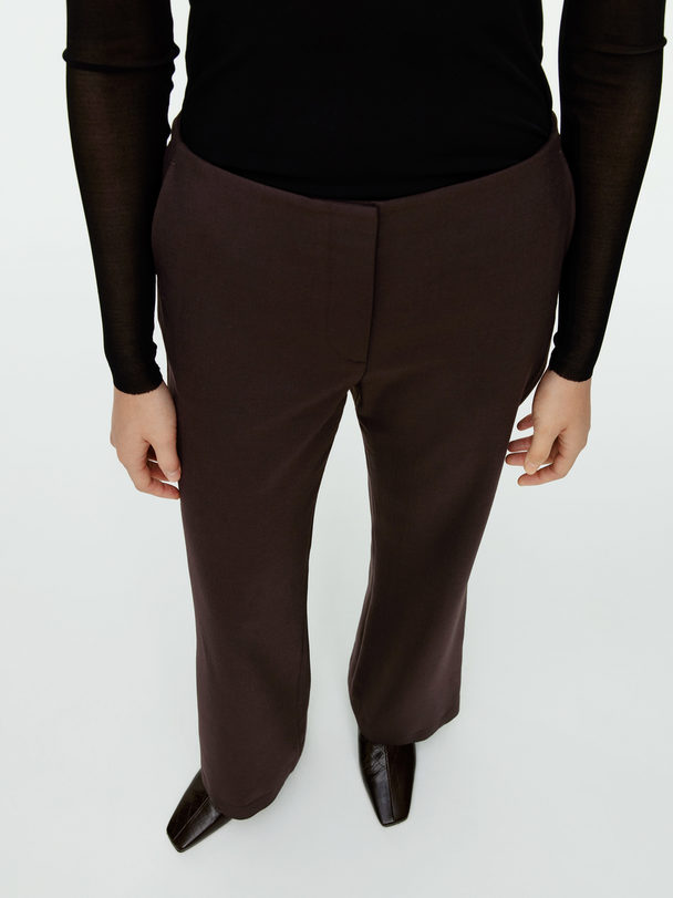 ARKET Wool Blend Twill Trousers Dark Brown