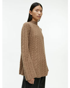 Cable-knit Wool Jumper Camel