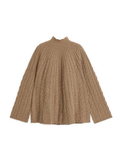 Cable-knit Wool Jumper Camel