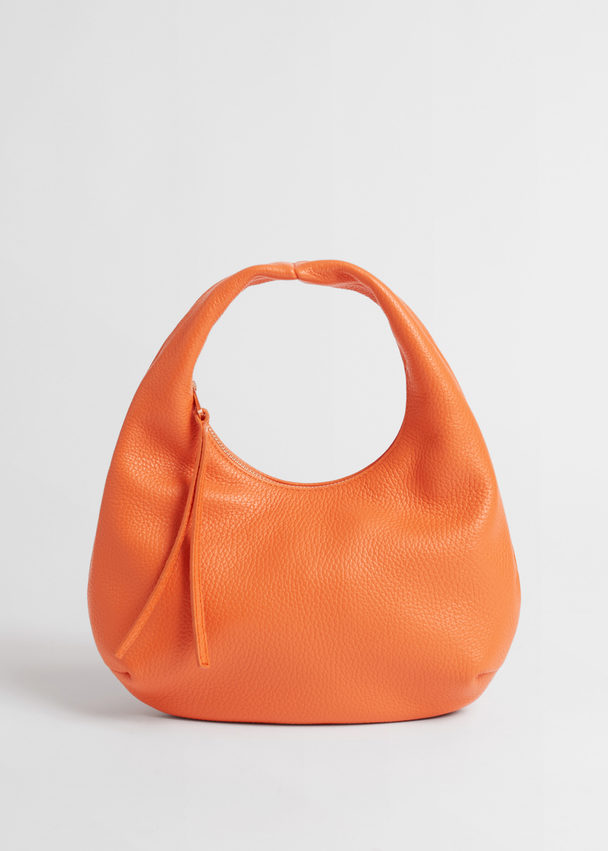 & Other Stories Leather Hand Bag Tangerine