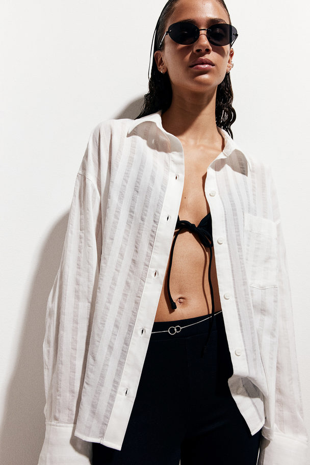 H&M Oversized Cotton Shirt White