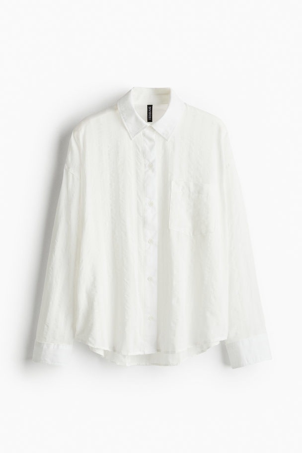 H&M Oversized Katoenen Overhemdblouse Wit