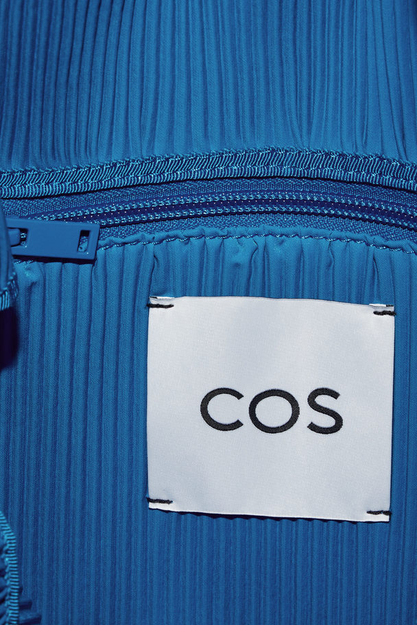 COS Small Pleated Tote Bag Bright Blue