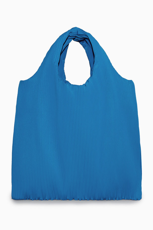 COS Small Pleated Tote Bag Bright Blue