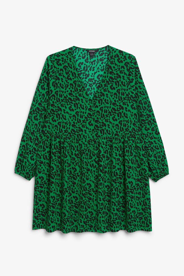 Monki Green Leopard Skater Dress Green Leopard