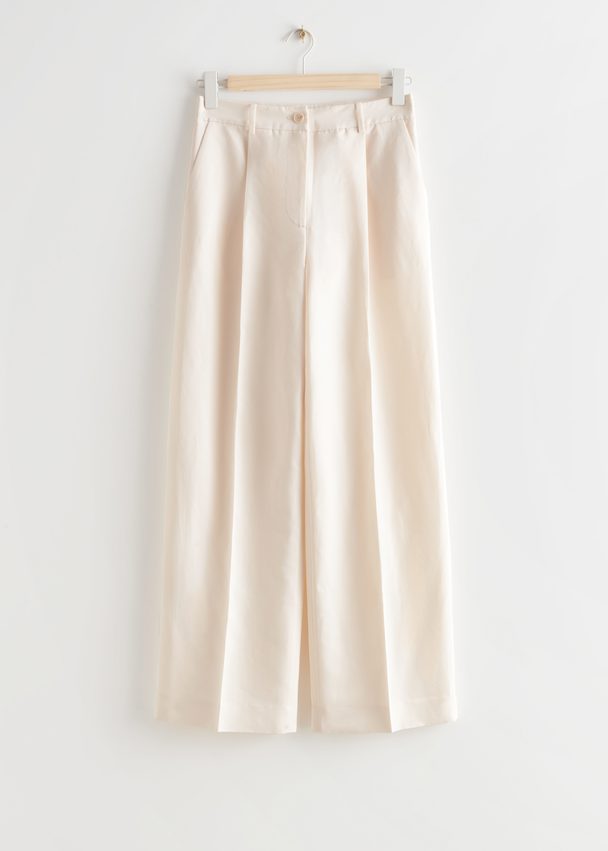 & Other Stories Tailored High Waist Trousers Cream