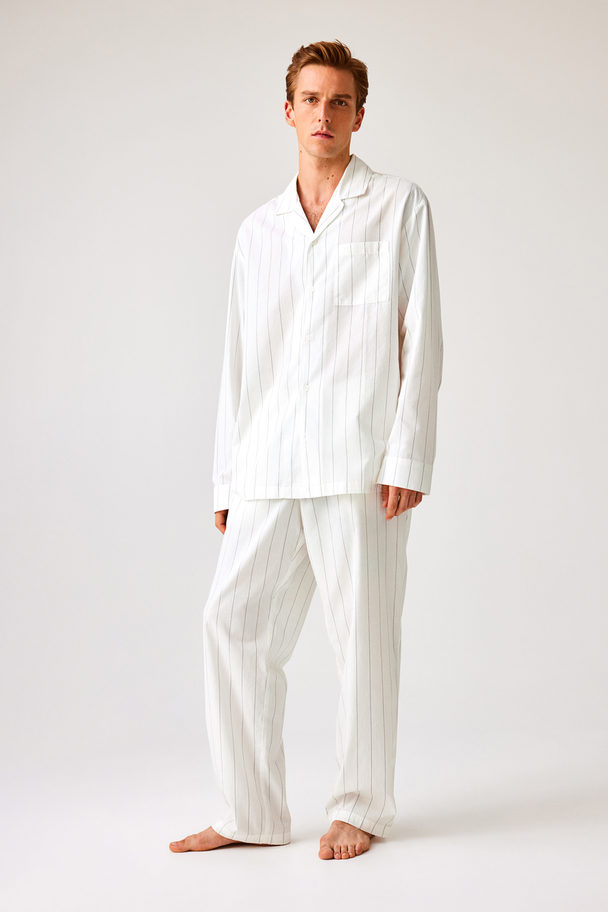 H&M Pyjama in Relaxed Fit Weiß/Gestreift