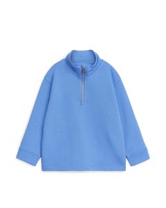 Sweatshirt mit kurzem Reißverschluss Blau