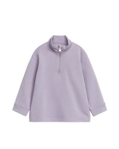 Sweatshirt mit kurzem Reißverschluss Lavendel