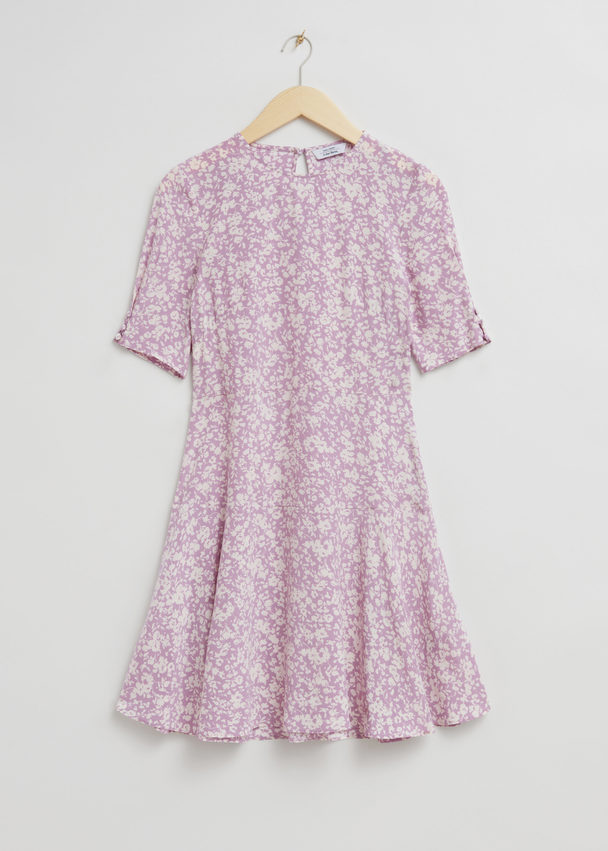 & Other Stories Printed Flared Skirt Dress Lilac Floral Print