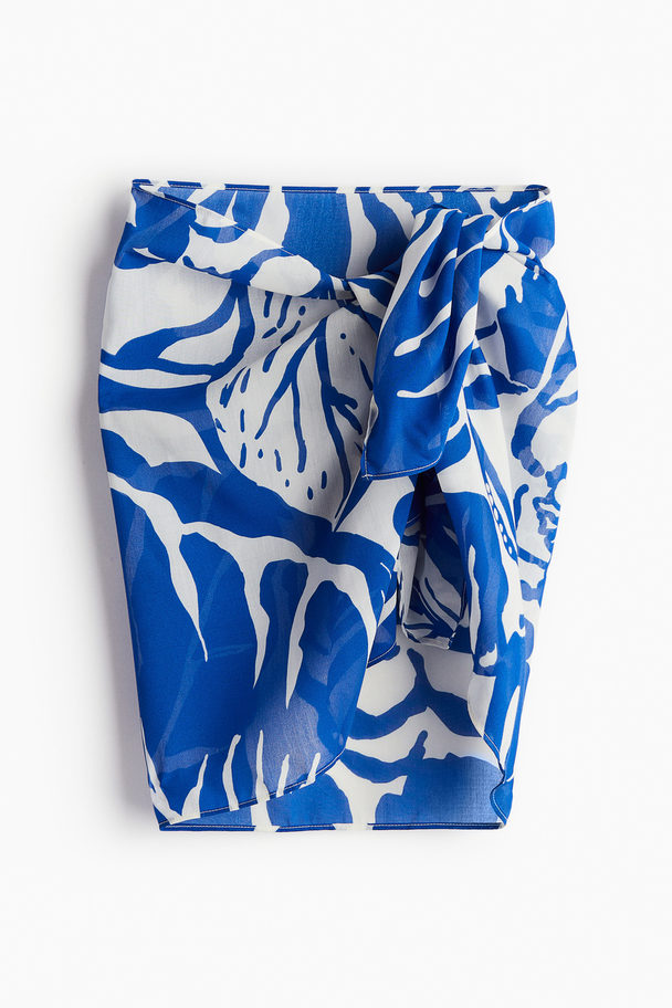 H&M Short Sarong Bright Blue/white Floral