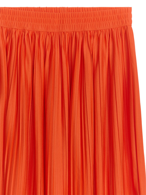 ARKET Pleated Midi Skirt Orange