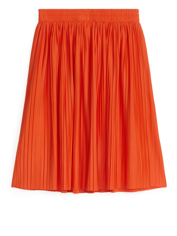 ARKET Pleated Midi Skirt Orange
