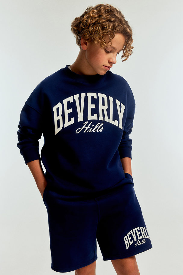 H&M 2-piece Sweatshirt Set Dark Blue/beverly Hills