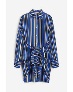 Tie-detail Shirt Dress Blue/striped