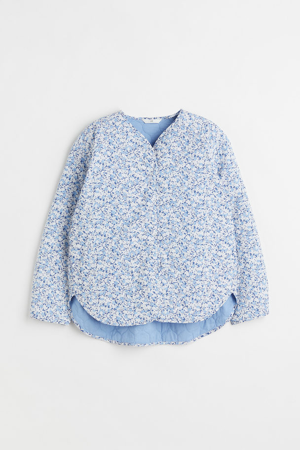 H&M Padded Cotton Jacket Light Blue/floral